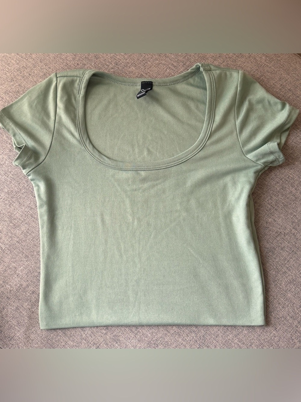 Windsors Women's Scoop Neck Short Sleeve Top - Sage Green L